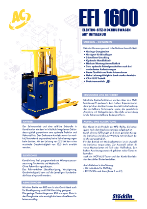 Stoccatori per pallet uomo seduto Stöcklin EFI 1600