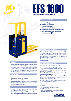 Stoccatori per pallet uomo seduto Stöcklin EFS 1600