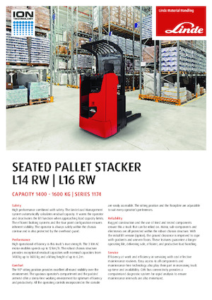 Stoccatori per pallet uomo seduto Linde L14RW