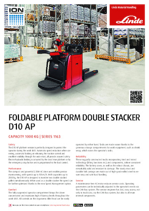 Stoccatori per pallet uomo in piedi Linde D10AP 