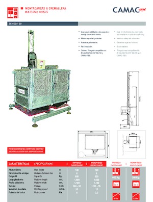 Ascensori industriali CAMAC EC-600/120