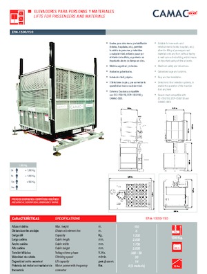 Ascensori industriali CAMAC EPM-1500/150