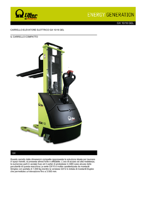 Impilatori Walkie PRAMAC Lifter GX 10/16 GEL