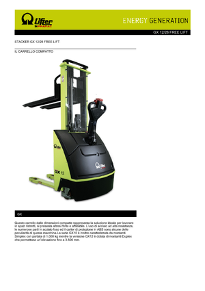 Impilatori Walkie PRAMAC Lifter GX 12/28 Free Lift