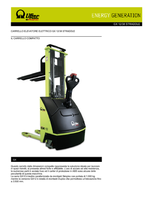 Impilatori Walkie PRAMAC Lifter GX 12/38 Straddle