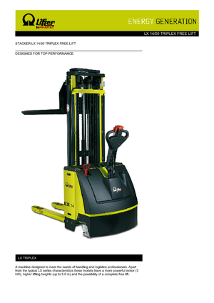 Impilatori Walkie PRAMAC Lifter LX 14/50 Triplex-Free Lift