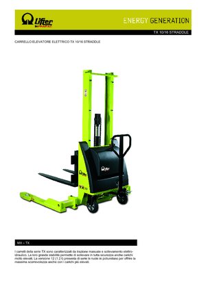 Impilatori Walkie PRAMAC Lifter TX 10/16 Straddle