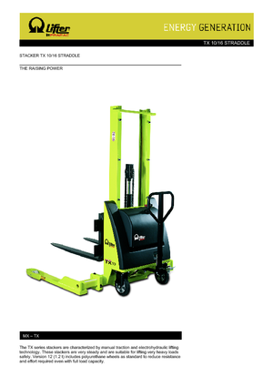 Impilatori Walkie PRAMAC Lifter TX 10/16 Straddle