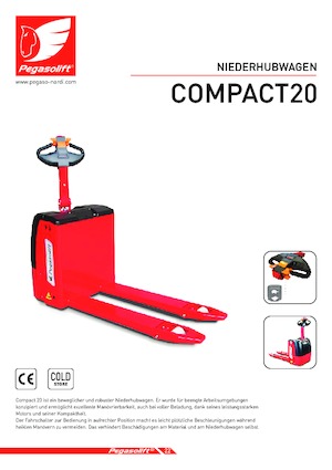 Transpallet elettr. a timone guida terra Pegasolift Compact 20