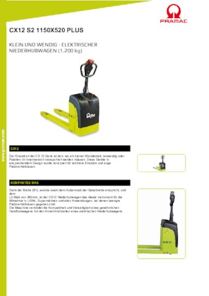 Transpallet elettr. a timone guida terra PRAMAC Lifter CX 12 EVO GEL