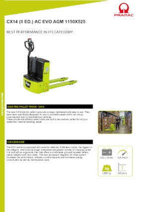 Transpallet elettr. a timone guida terra PRAMAC Lifter CX 14 EVO GEL