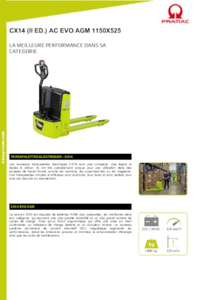 Transpallet elettr. a timone guida terra PRAMAC Lifter CX 14 EVO GEL