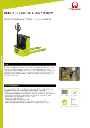 Transpallet elettr. a timone guida terra PRAMAC Lifter CX 14 EVO Li-Ion