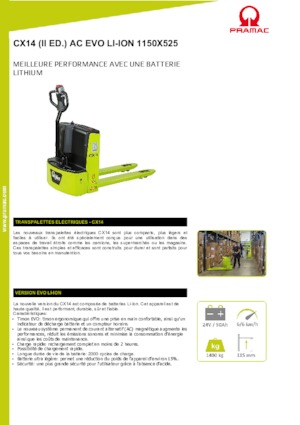 Transpallet elettr. a timone guida terra PRAMAC Lifter CX 14 EVO Li-Ion