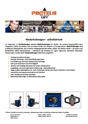 Transpallet elettr. a timone guida terra Proteus E-NK 20