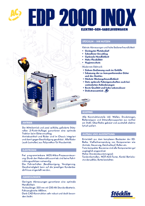 Transpallet elettr. a timone guida terra Stöcklin EDP 2000 Inox