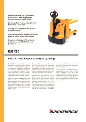 Transpallet elettr. a timone guida terra Jungheinrich EJE C20