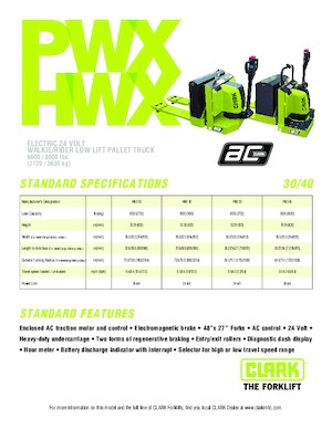 Transpallet elettr. a timone guida terra Clark HWX 40