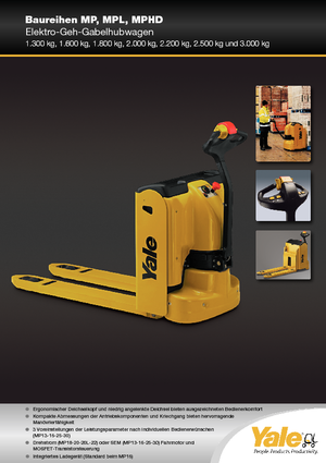 Transpallet elettr. a timone guida terra Yale MP22AC