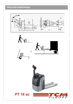 Transpallet elettr. a timone guida terra TCM PT 16 ac