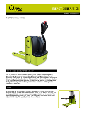 Transpallet elettr. a timone guida terra PRAMAC Lifter QX 18