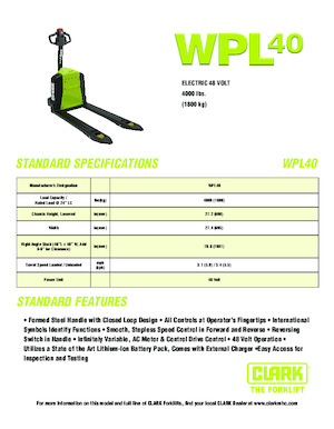 Transpallet elettr. a timone guida terra Clark WPL 40