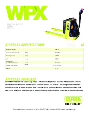 Transpallet elettr. a timone guida terra Clark WPX 45