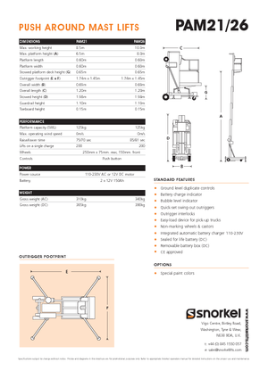 Piattaforme aeree verticali Snorkel PAM26AC