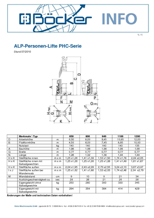 Piattaforme aeree verticali ALP-Lift PHC 1100