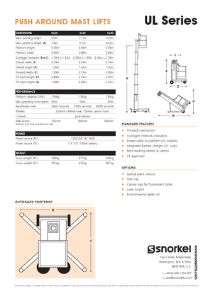 Piattaforme aeree verticali Snorkel UL32AC