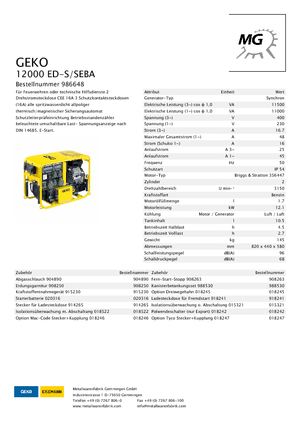 Generatori a benzina Geko ® 12000 ED-S/SEBA