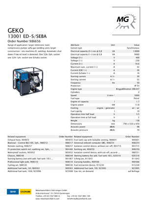 Generatori a benzina Geko ® 13001 ED-S/SEBA