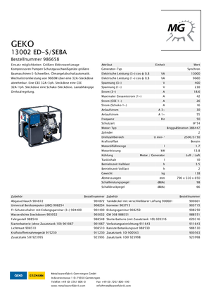 Generatori a benzina Geko ® 13002 ED-S/SEBA