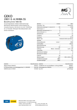 Generatori a benzina Geko ® 2801 E-A/HHBA