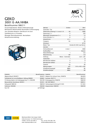 Generatori a benzina Geko ® 3001 E-A/HHBA