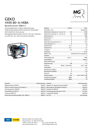 Generatori a benzina Geko ® 4400 ED-A/HEBA
