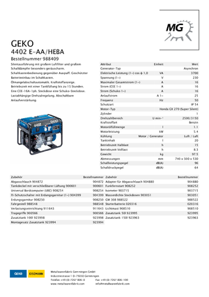 Generatori a benzina Geko ® 4402 E-AA/HEBA*