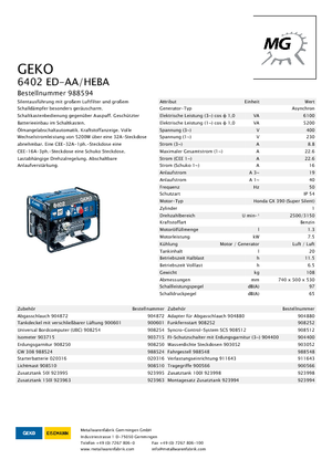 Generatori a benzina Geko ® 6402 ED-AA/HEBA*
