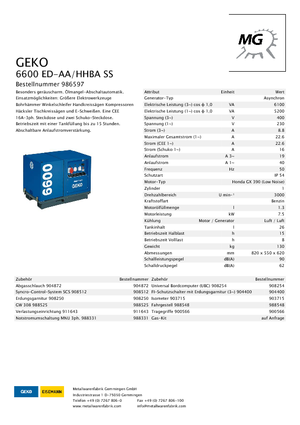 Generatori a benzina Geko ® 6600 ED-AA/HHBA