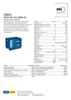 Generatori a benzina Geko ® 6602 ED-AA/HEBA*
