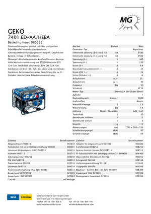Generatori a benzina Geko ® 7401 ED-AA/HHBA