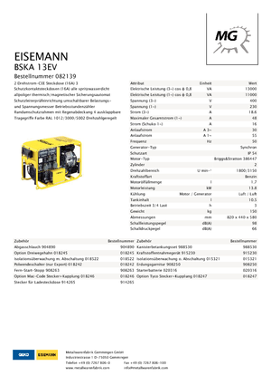 Generatori a benzina Eisemann BSKA 13 EV