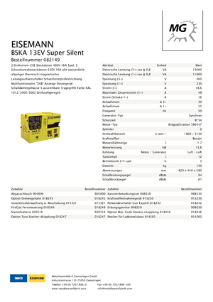 Generatori a benzina Eisemann BSKA 13 EV