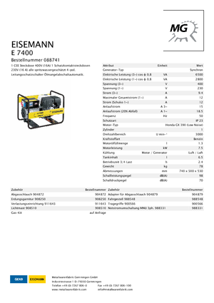 Generatori a benzina Eisemann E 7400
