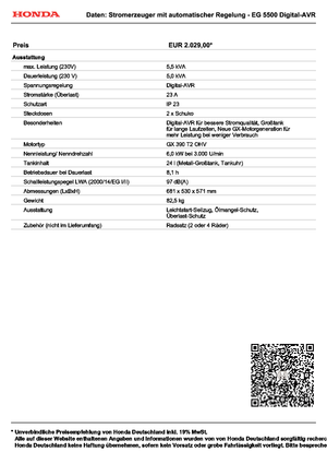 Generatori a benzina Honda EG 5500