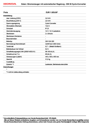 Generatori a benzina Honda EM 30