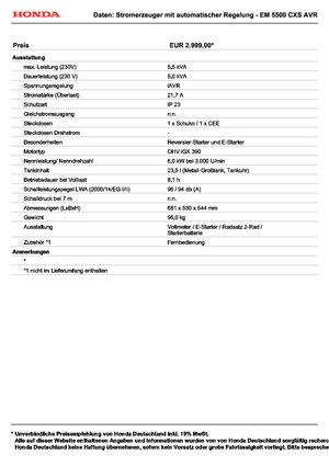 Generatori a benzina Honda EM 5500 CXS