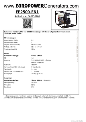 Generatori a benzina Europower EP2500-EN1 (S)