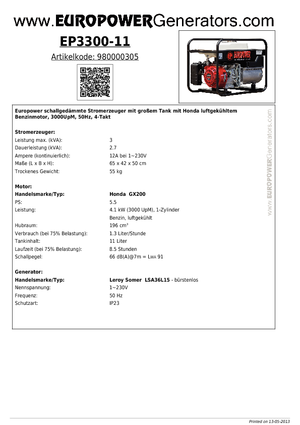 Generatori a benzina Europower EP 3300/11 (LS)