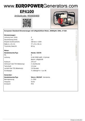 Generatori a benzina Europower EP 41000 (S)